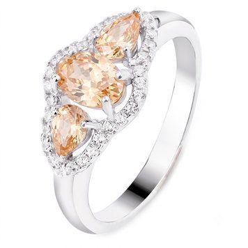 Серебряное кольцо с фианитом шампань Калис, 16, 50.3, 2.38