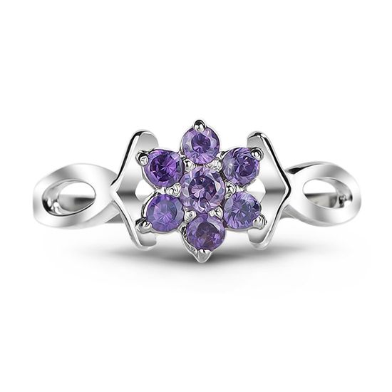 Серебряное кольцо с фиолетовым фианитом ФК252ЦАМ, 1.63