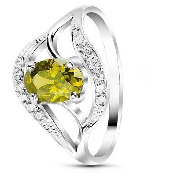 Серебряное кольцо с фианитом перидот Гера, 16, 50.3, 2.01