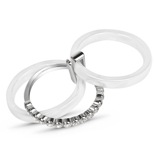 Серебряное кольцо с керамикой и фианитами Флоренция, 18, 56.6, 6.15