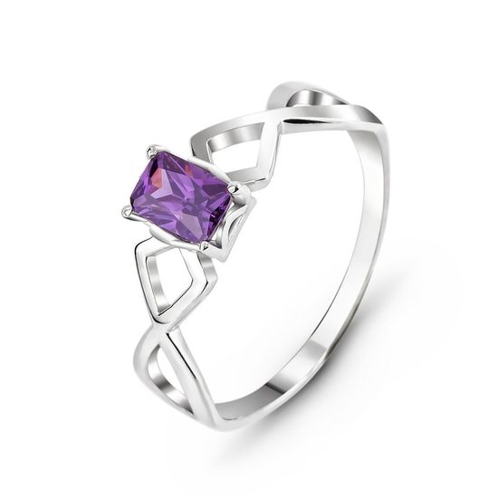 Серебряное кольцо с фиолетовым фианитом Катрина, 1.90