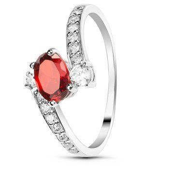 Серебряное кольцо с красным фианитом Лилия, 16, 50.3, 2.00