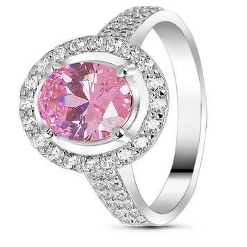 Серебряное кольцо с розовым фианитом Маргарет, 16, 50.3, 4.30