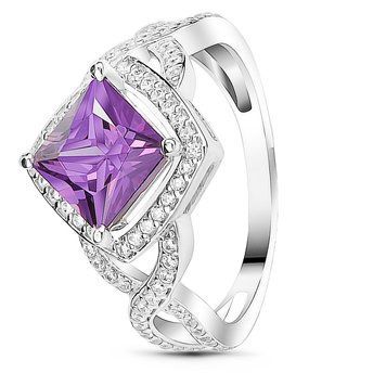 Серебряное кольцо с фиолетовым фианитом Марс, 16, 50.3, 3.19