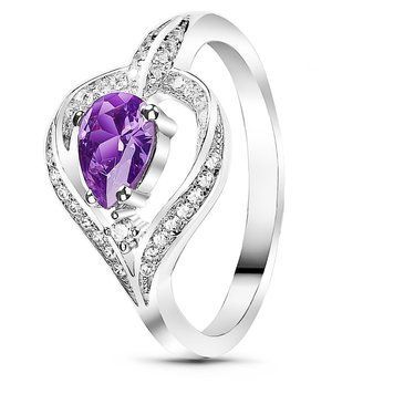 Серебряное кольцо с фиолетовым фианитом Ясмин, 16.5, 51.5, 2.95