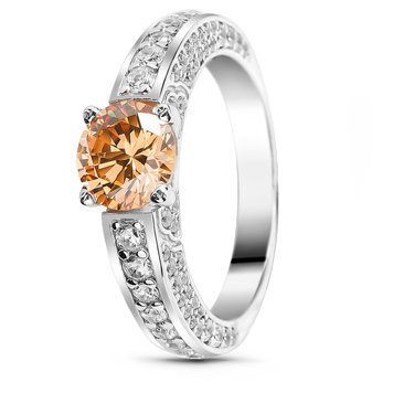 Серебряное кольцо с фианитом шампань Итака, 16.5, 51.5, 4.06