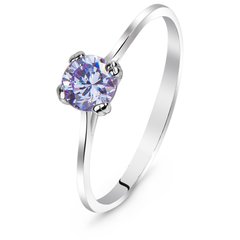 Серебряное кольцо с фиолетовым фианитом Горох, 15, 46.5, 1.24