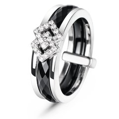 Серебряное кольцо с керамикой и фианитами Монреаль, 16, 50.3, 6.04