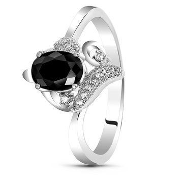 Серебряное кольцо с черным фианитом Амина, 16, 50.3, 2.59