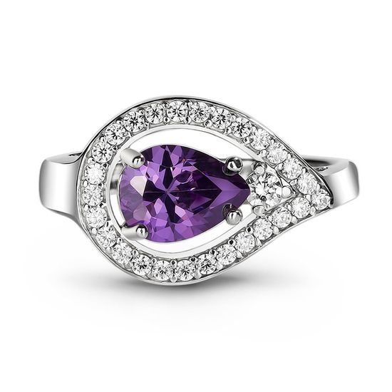 Серебряное кольцо с фиолетовым фианитом Балет, 15.5, 47.8, 3.10