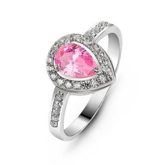 Серебряное кольцо с розовым фианитом Карина, 15.5, 47.8, 2.34