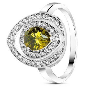 Серебряное кольцо с фианитом перидот Аврора, 16.5, 51.5, 2.95