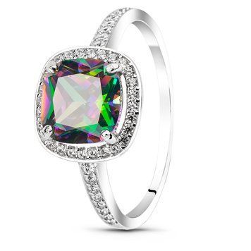 Серебряное кольцо с фианитом мистик Кристалл, 16, 50.3, 2.62