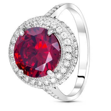 Серебряное кольцо с красным фианитом Женева, 16, 50.3, 4.57