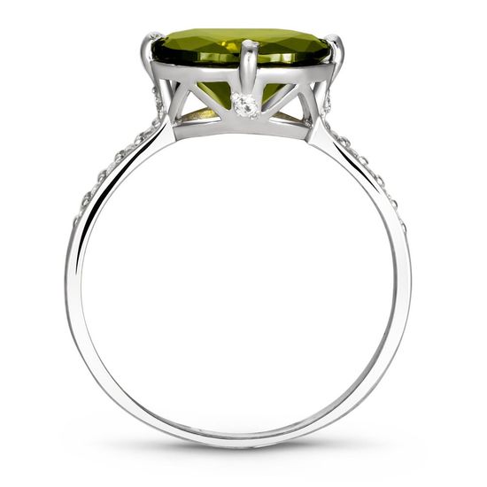 Серебряное кольцо с фианитом перидот ПДК14ЦП, 18.5, 57.8, 2.37