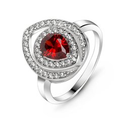 Серебряное кольцо с красным фианитом Аврора, 16.5, 51.5, 2.95