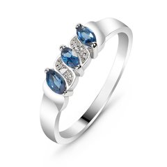 Серебряное кольцо с синим фианитом ПДК200ЦС, 15, 46.5, 1.57