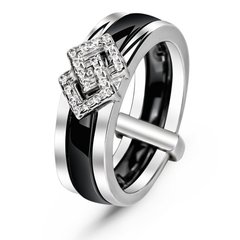 Серебряное кольцо с керамикой и фианитами Монреаль, 16, 50.3, 6.02