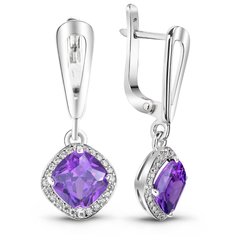 Срібні сережки-підвіски з фіолетовими фіанітами Кристалл, 4.45