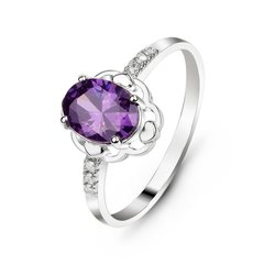 Серебряное кольцо с фиолетовым фианитом Маяк, 15.5, 47.8, 2.25