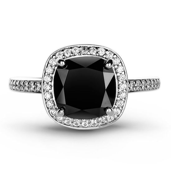 Серебряное кольцо с черным фианитом Кристалл, 2.50