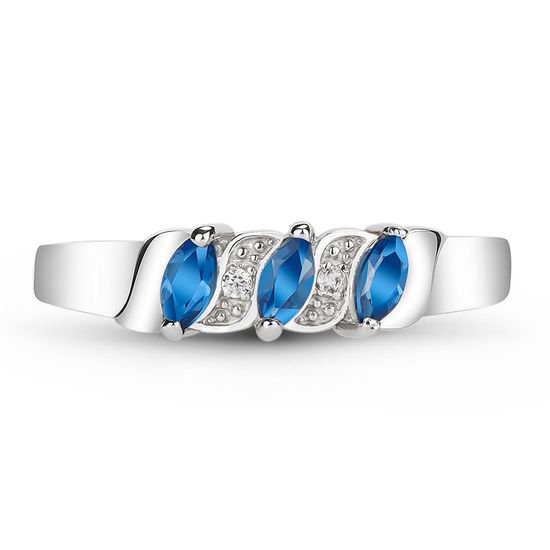 Серебряное кольцо с синим фианитом ПДК200ЦС, 15, 46.5, 1.57