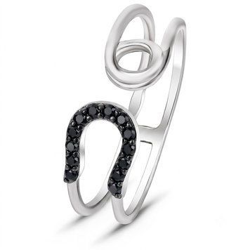 Серебряное кольцо с черным фианитом Аманда, 16, 50.3, 1.60