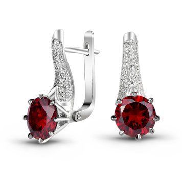 Серебряные серьги с красными фианитами Чудо ПДС53ЦГ