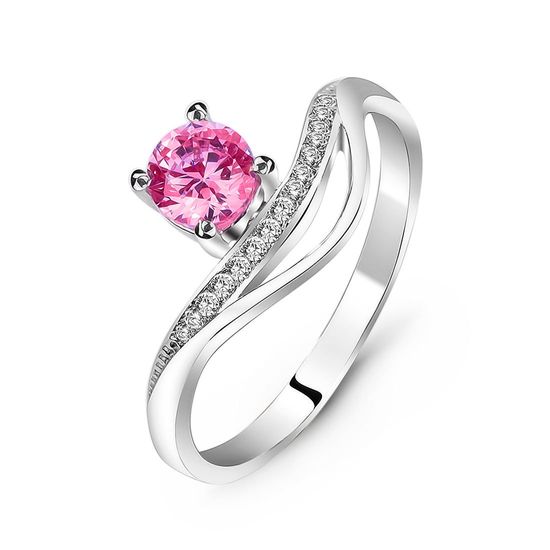 Серебряное кольцо с розовым фианитом Эмма, 15.5, 47.8, 1.93