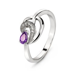 Серебряное кольцо с фиолетовым фианитом Ландыш, 15, 46.5, 2.15