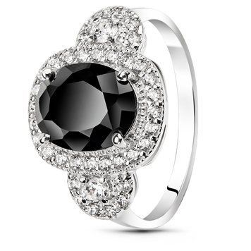 Серебряное кольцо с черным фианитом Магнолия, 18.5, 57.8, 3.65