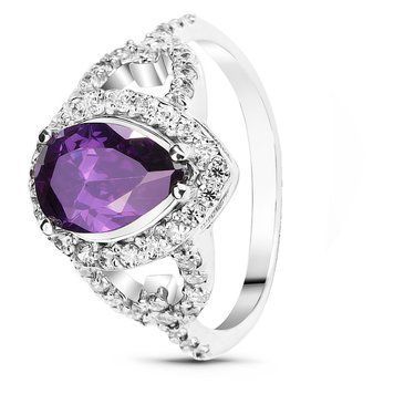 Серебряное кольцо с фиолетовым фианитом Линда, 16.5, 51.5, 2.98