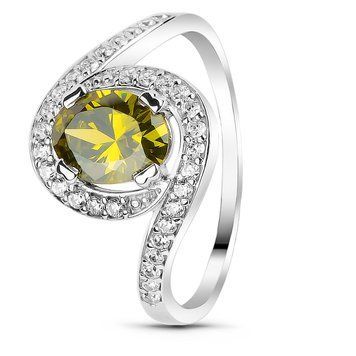 Серебряное кольцо с фианитом перидот Бэлла, 16.5, 51.5, 2.40