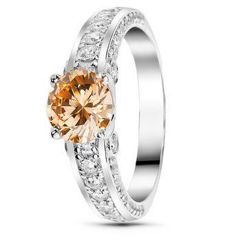 Серебряное кольцо с фианитом шампань Европа, 16, 50.3, 3.30