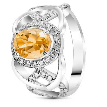 Серебряное кольцо с фианитом шампань Винтаж, 16.5, 51.5, 3.96