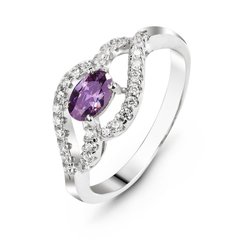 Серебряное кольцо с фиолетовым фианитом Моника, 16.5, 51.5, 2.60