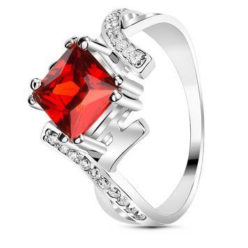 Серебряное кольцо с красным фианитом Марта, 16.5, 51.5, 3.50