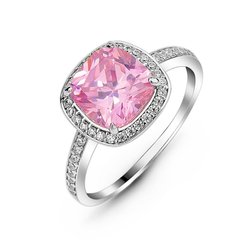 Srebrny pierścionek z różową cyrkonią Kryształ, 18, 56.6, 2.50