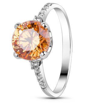 Серебряное кольцо с фианитом шампань Натали, 16, 50.3, 2.20