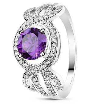 Серебряное кольцо с фиолетовым фианитом Танго, 16, 50.3, 3.00