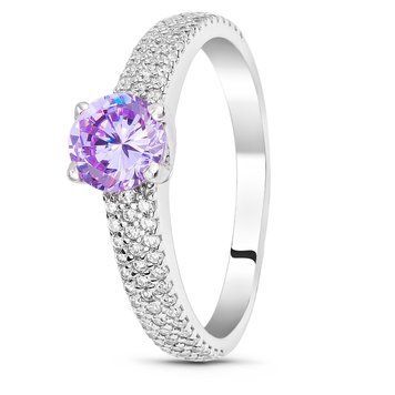 Серебряное кольцо с фиолетовым фианитом Солнце, 17, 52.8, 2.30