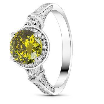 Серебряное кольцо с фианитом перидот Вдохновение, 16, 50.3, 2.62
