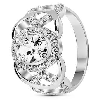 Серебряное кольцо с фианитами Винтаж, 16, 50.3, 4.02