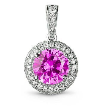 Серебряная подвеска с розовым фианитом Женева