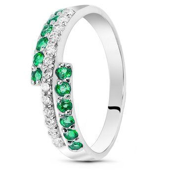 Серебряное кольцо с зеленым фианитом Ива, 16, 50.3, 1.87