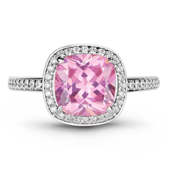 Серебряное кольцо с розовым фианитом Кристалл, 2.50