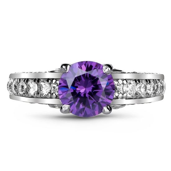 Серебряное кольцо с фиолетовым фианитом Европа, 16, 50.3, 3.81
