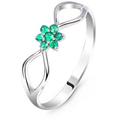 Серебряное кольцо с зеленым фианитом Мисс, 18, 56.6, 1.20