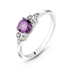 Серебряное кольцо с фиолетовым фианитом Шато, 18.5, 57.8, 1.15
