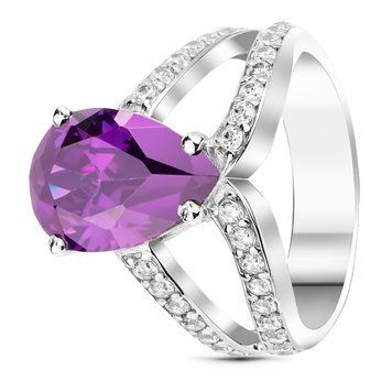 Серебряное кольцо с фиолетовым фианитом ПДК95, 16.5, 51.5, 4.49